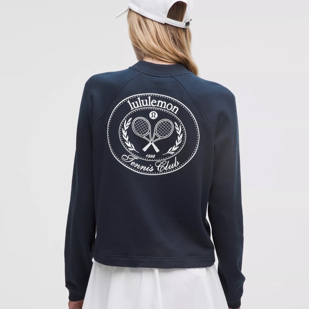 Lululemon Cotton French Terry Crewneck Pullover Tennis Club True Navy White XS